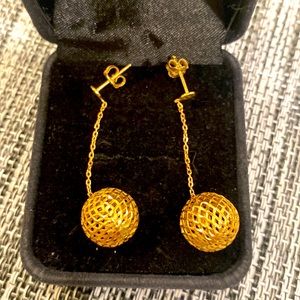 14k gold drop ball earrings